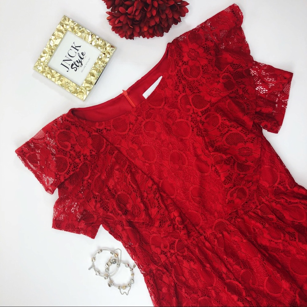 Rage Plus Red Lace Dress with Frill by ASOS Curve